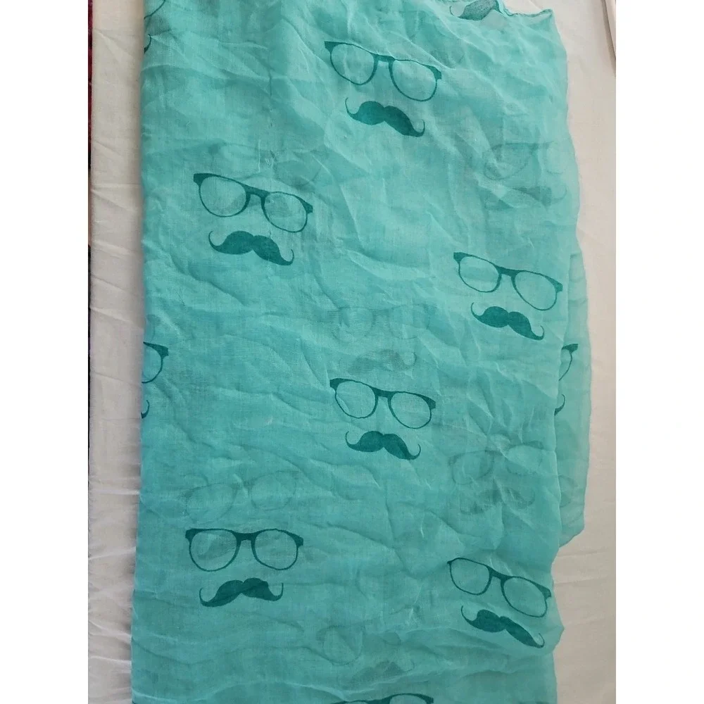turqoise sheer scarf glasses mustache unbranded lightweight spring summer beachy